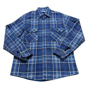 Vintage 80s Fieldmaster Blue Plaid Quilted Lined Flannel Shirt Jacket Medium USA